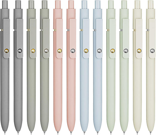 12 Pcs Gel Pens 0.5mm Quick Dry Black Ink Pens Fine Point Smooth Writing Pens, Cute Office and School Supplies Gifts for Women Teacher Students (12 Pcs Morandi Gold and Silver)
