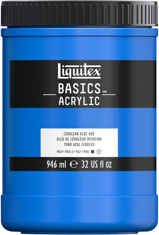 Liquitex BASICS Acrylic Paint, 946ml (32-oz) Jar, Cerulean Blue Hue