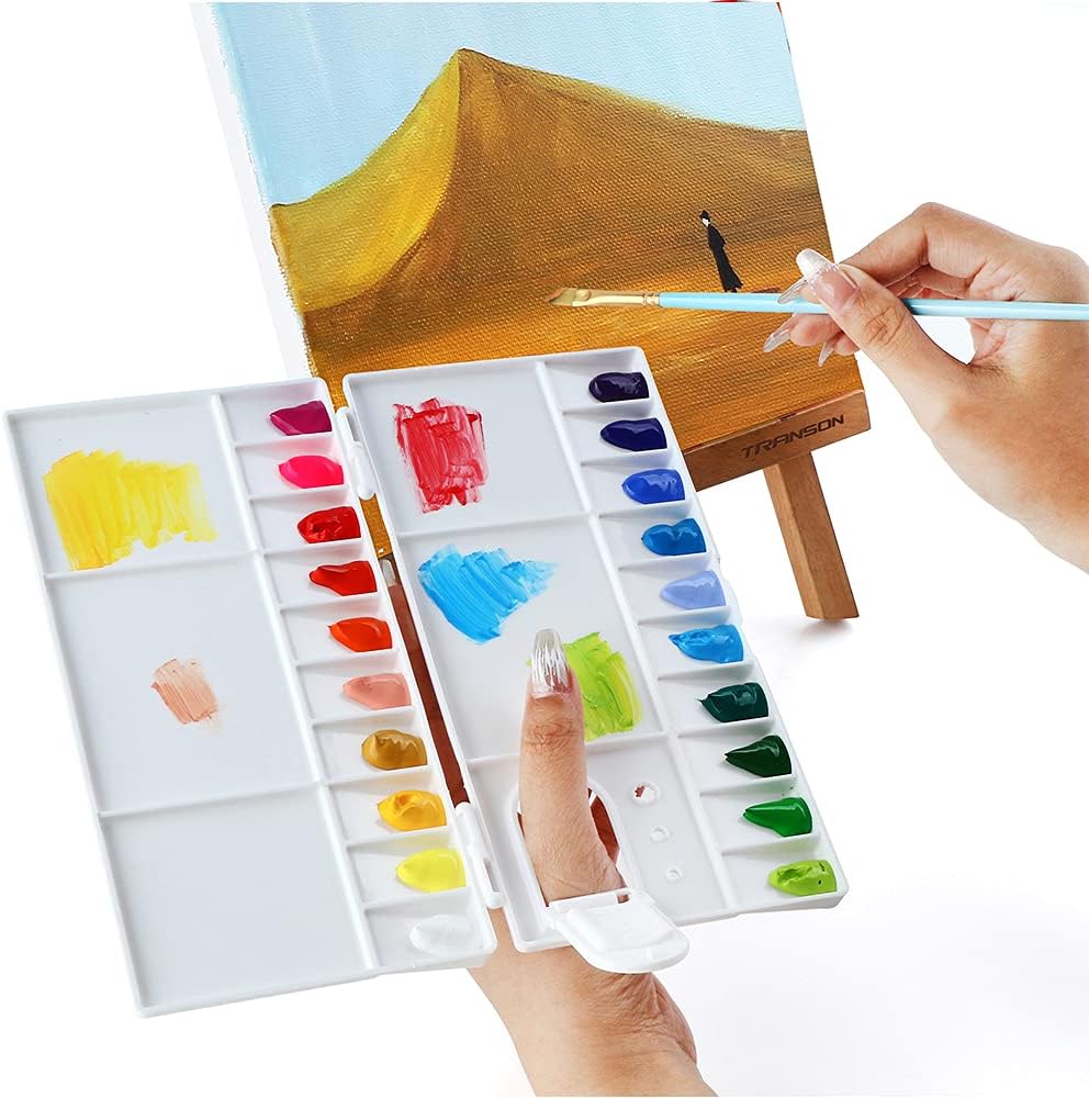 Transon 25wells Compact Paint Palette Box with Lid for Paint Color Mixing