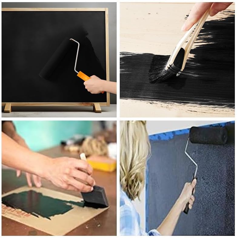 Chalkboard Paint Black Chalk Board Paint for Wood, Metal, Glass, Wall, Plaster Boards Sign, Frame Any Surface Black Matte Finish, Acrylic Non-Toxic, Quick-Dry - 250g, 9oz, Cover 35 sf