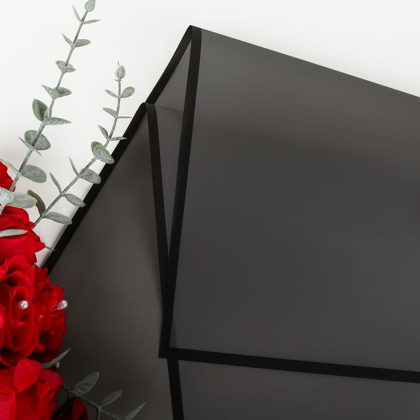 FUHITIM 20 Sheets Flower Wrapping Paper - Waterproof Black Floral Wrapping Paper for DIY Crafts, Florist Supplies Packaging for Wedding Valentine's Day Birthday Gift