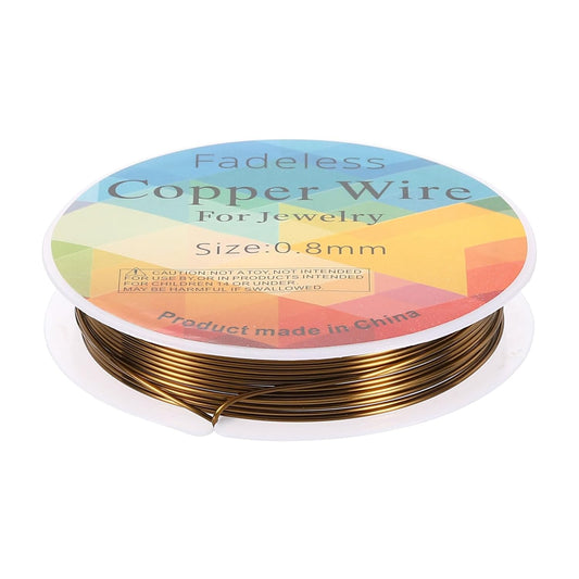 HARFINGTON 8ft Jewelry Wire, 20 Gauge (0.8mm) Brass Craft Soft Metal Tarnish Resistant Copper Beading Wire for Jewelry Making Supplies Crafting, Ancient Blue