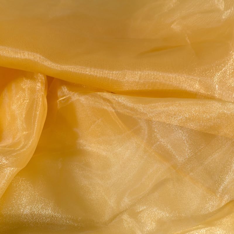 Fynite Champagne Gold Organza Fabric by The Yard | 2 Yard Long | 44" Wide | Bridal Soft Sheer Organza Tulle for DIY Wedding Dress Fashion Craft Decorations