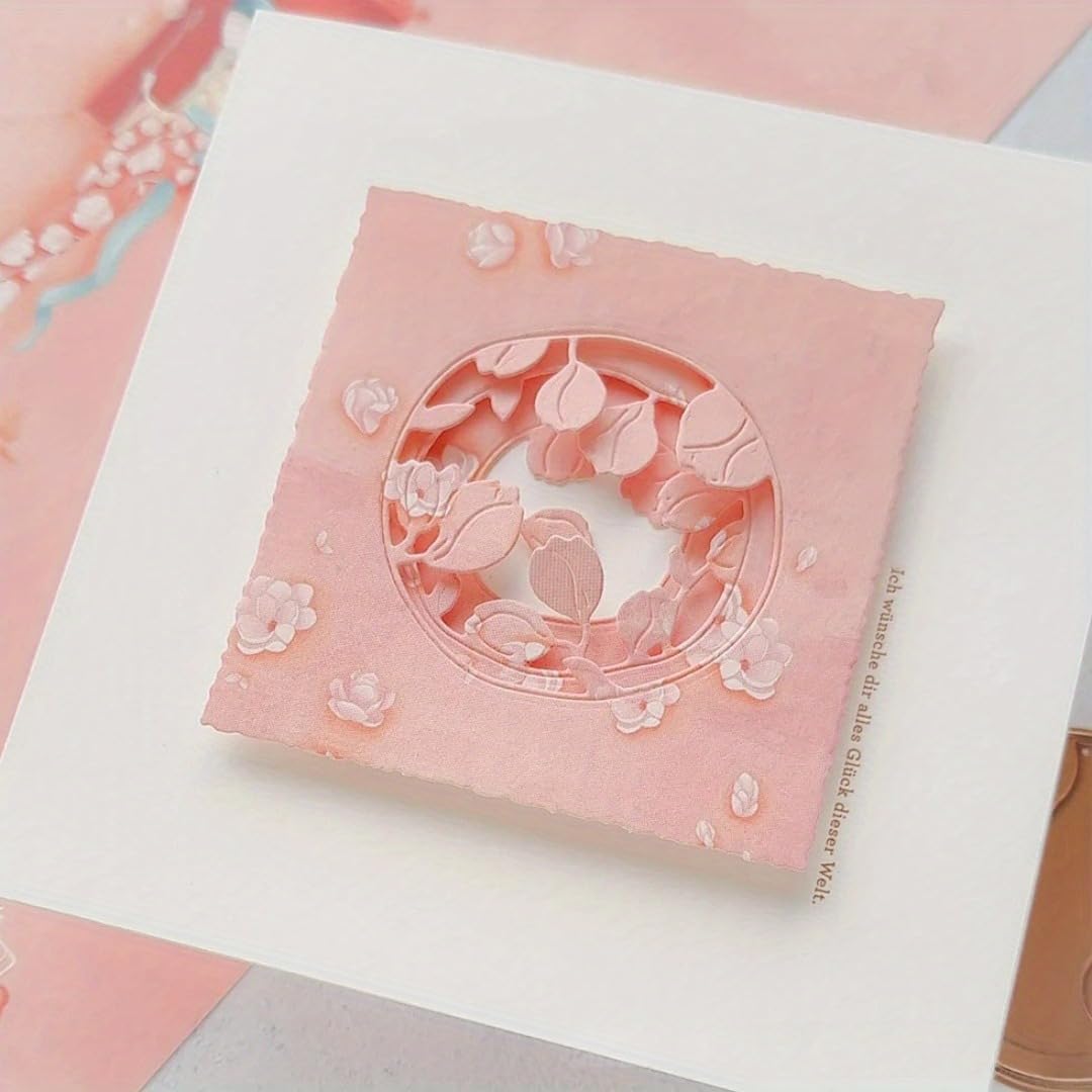 Lapoo Flowers Metal Cutting Die for Scrapbooking - Durable, Cut Stencils for DIY Scrapbook Photo Album Decorative Paper Card, Card Making Supplies, Embossing (Three-Layer Flower Frame 4.2 x 2.9 in)