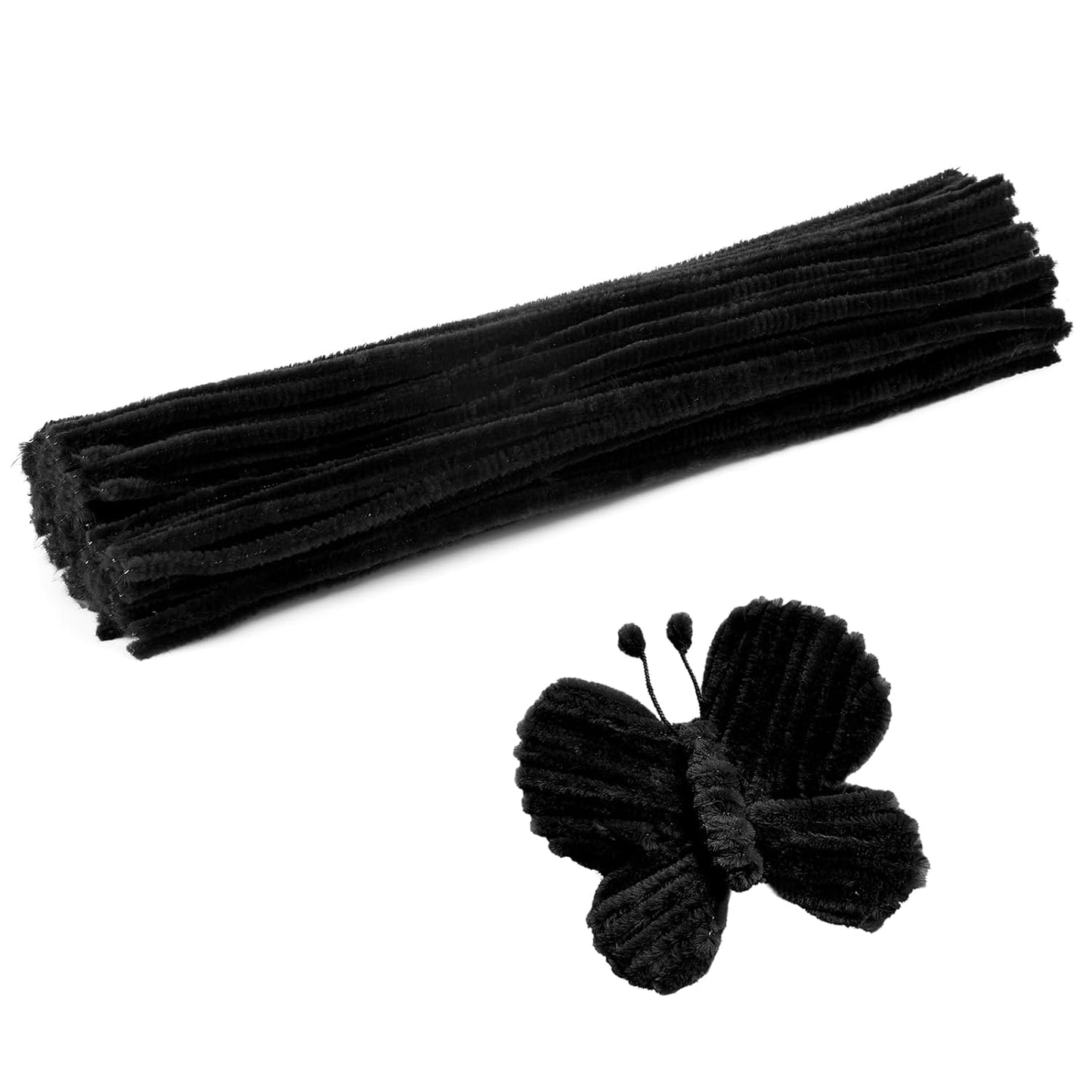 60 PCS Black Pipe Cleaners - Bulk Art & Craft Pipe Cleaners Chenille Stem for Creative Home Decoration and Arts Crafts