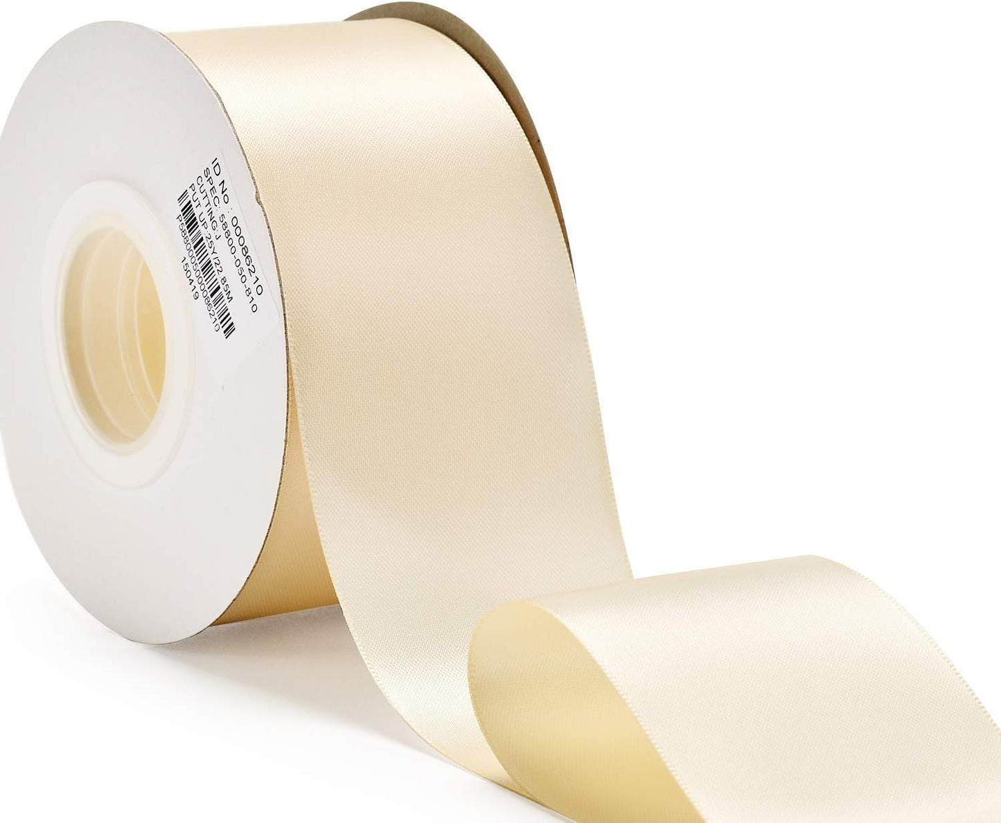 YAMA Ivory Double Face Satin Ribbon 2 Inch 25 Yards, Beige Satin Ribbon for Gift Wrapping Crafts Flower Bouquet