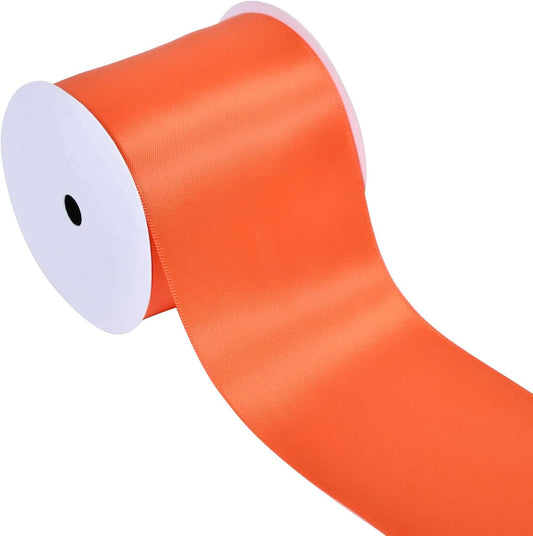 YAMA Orange Double Faced Satin Ribbon, 3 Inch 10 Yards, Great for Crafts Bows Flower Bouquet Wedding Home Decor Gift Wrapping