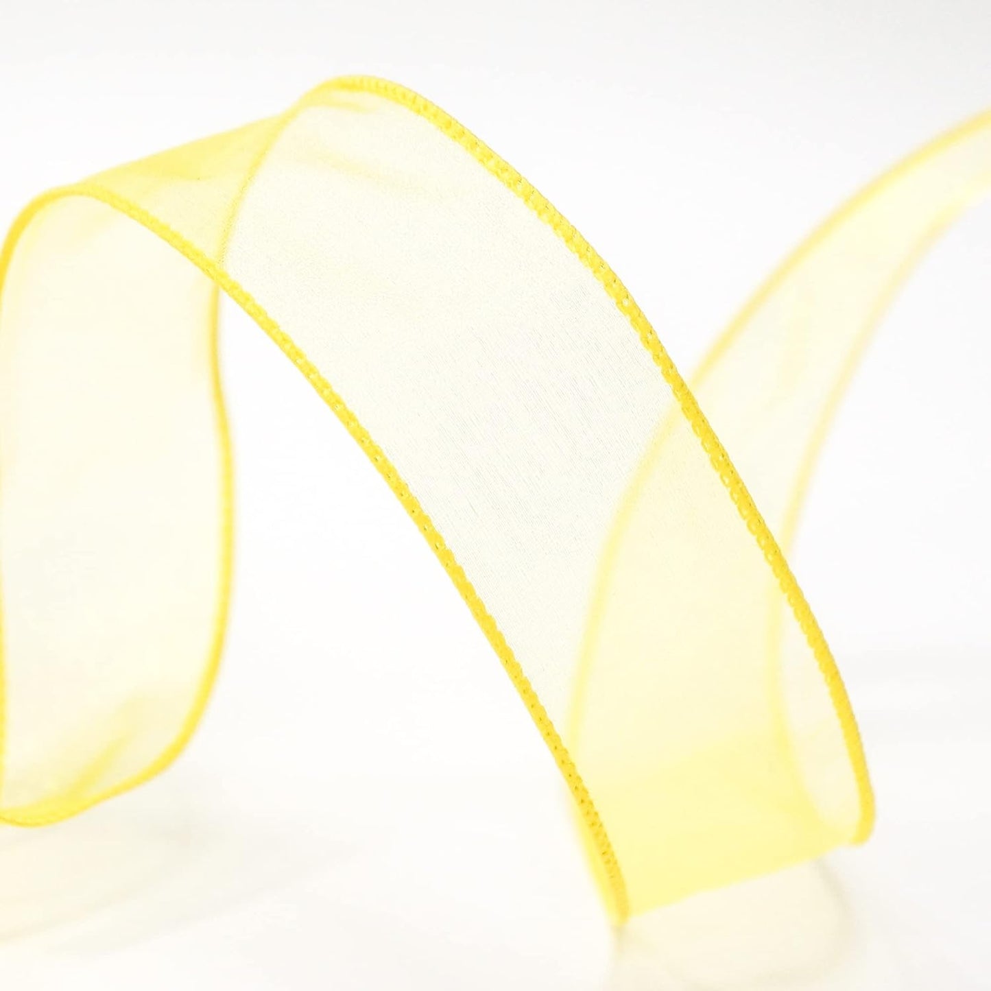 CT CRAFT LLC Sheer Organza Wired Ribbon 1.5" x 50Yards Yellow for Wedding Chair Bow Flora Bouquet Gift Wrapping Christmas Tree Home Decor Wreath