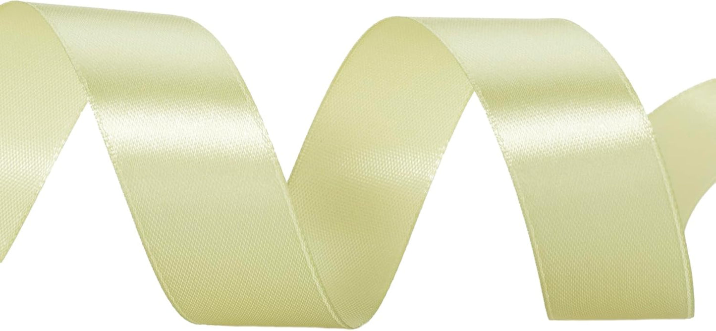 1 Inch Spring Green/Fresh Sprout Solid Satin Ribbon, 50 Yards Craft Fabric Ribbon for Gift Wrapping Floral Bouquets Wedding Party Decoration
