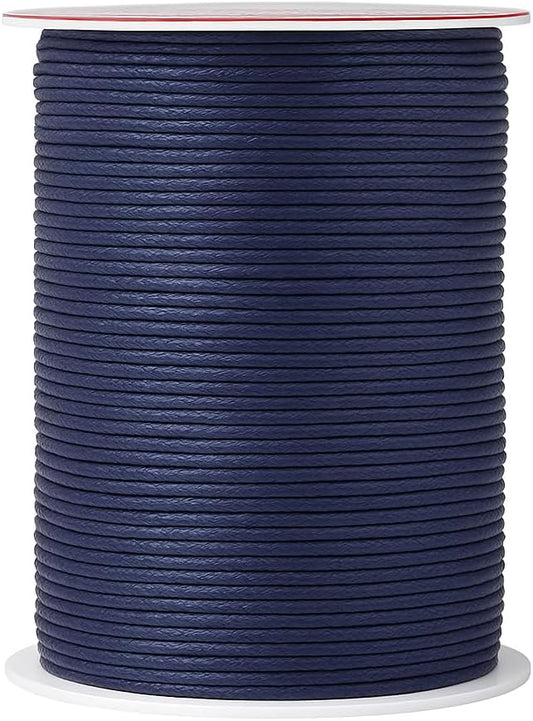 Mandala Crafts 2mm 109 Yards Navy Blue Cotton Waxed Cord for Jewelry Making Bracelet Cord Waxed String - Beading String Thread Jewelry Cords for Necklaces String