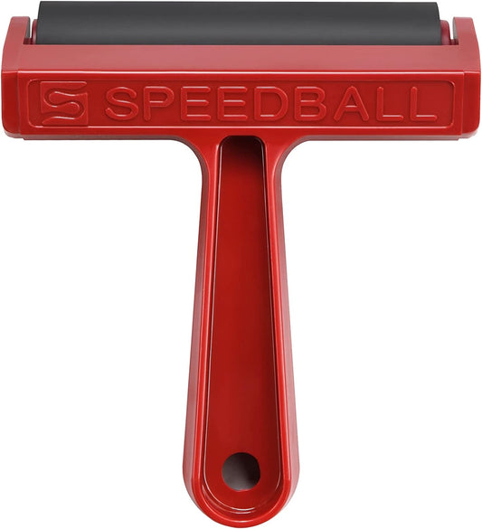 Speedball 4-Inch Hard Rubber Brayer - Pop-in Roller for Block Printing, Printmaking, and Ink Applications