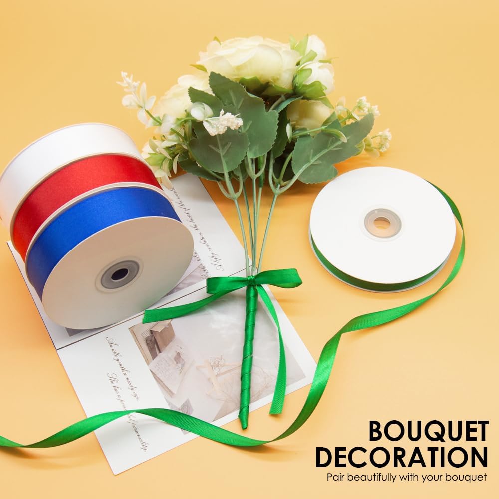 3/8" x 50 Yards Satin Ribbon - Silver Silk Ribbon with Spool - Ideal for Gift Wrapping, Floral Bouquets, Crafts, Wedding Party Decorations, Christmas and Sewing Projects