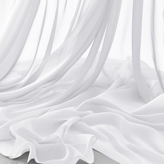 Horbaunal White Chiffon Fabric by The Yard, 5 Yard Continuous Sheer Fabric 59" Wide Soft Draping Fabric for Wedding Arch Draping Party Backdrop DIY Sewing
