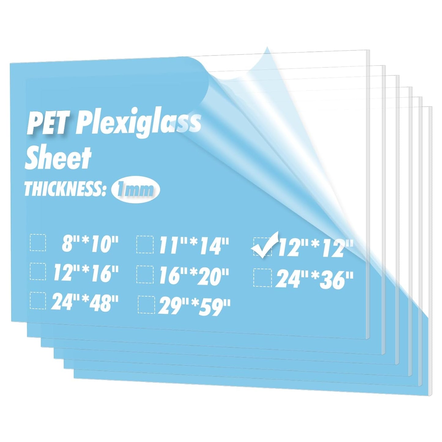 Art3d 10-Pack of 12×12" PET/Plexiglass Sheets, Transparent Clear Flexible Plastic Sheet Panels for Craft, Picture Frames, Sign Blank, DIY Display Project