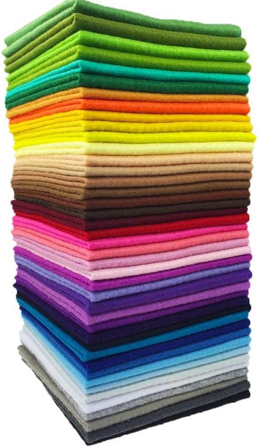 flic-flac 42pcs1.4mm Thick Soft Felt Fabric Sheet Assorted Color Felt Pack DIY Craft Sewing Squares Nonwoven Patchwork (20cm * 30cm)