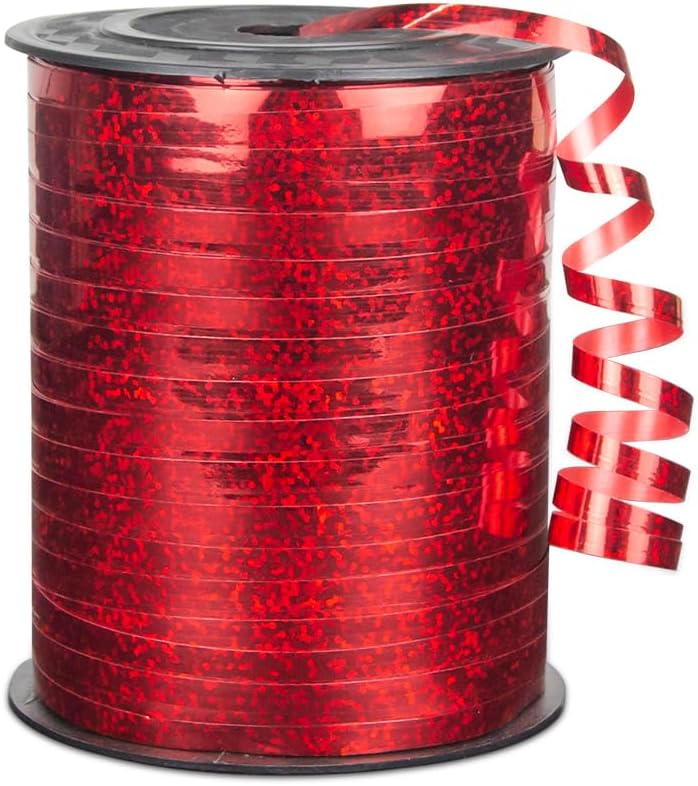 KMER LIFE Premium Red Shiny Curling Shiny Ribbon, 1/5" Wide x 500 Yards Christmas Curling Ribbons for Gift Wrapping, Party Decoration, Balloon String, Ribbons for Florist Flower (1 Roll)