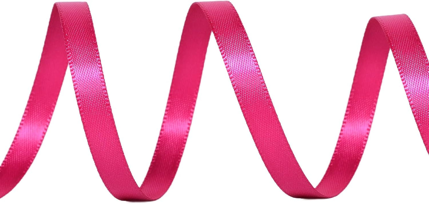 YAMA Hot Pink Double Faced Satin Ribbon 1/4 Inch 25 Yards Hot Pink Ribbon for Gift Wrapping Crafts Bows Wedding Party Decoration