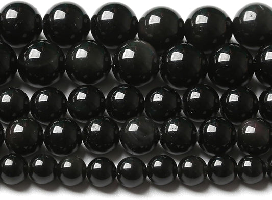 12MM 32pcs Natural Black Obsidian Stone Energy Healing Beads Round Loose Beads for Jewelry Making Bracelet 1 Strands 15"