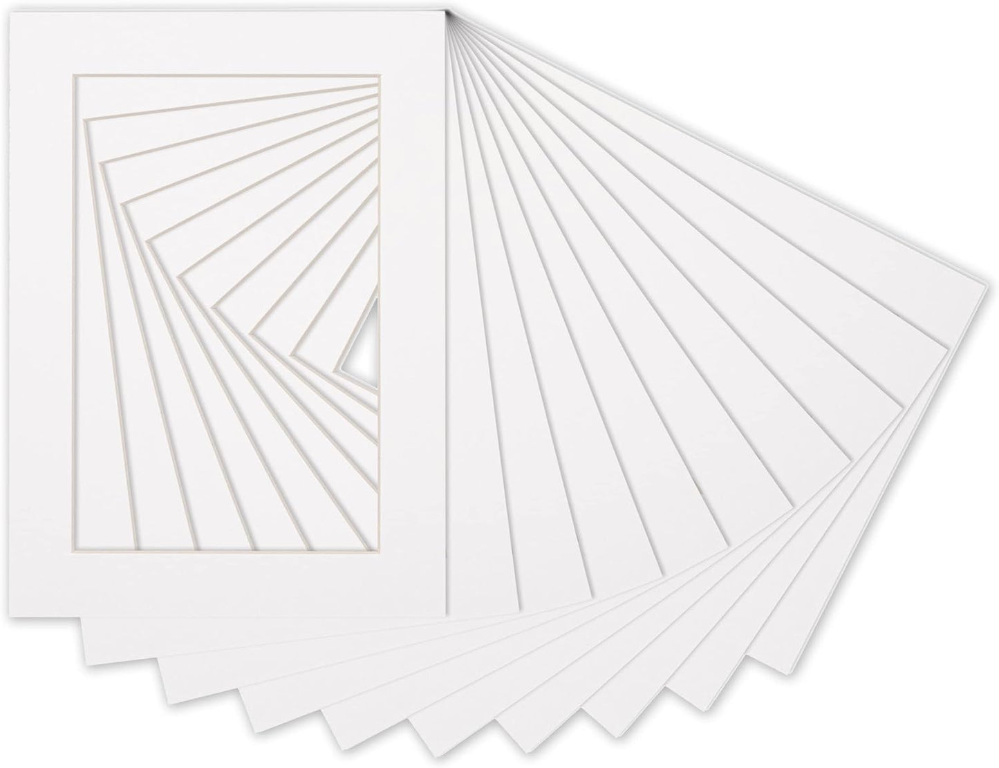 5.5x8.5 White Mat for 8.5x11 Frame - Precut Mat Board Acid-Free White 5.5x8.5 Photo Matte For a 8.5x11 Picture Frame, for Family Photos, Show Kits, Art, Picture Framing, Pack of 10 Mats