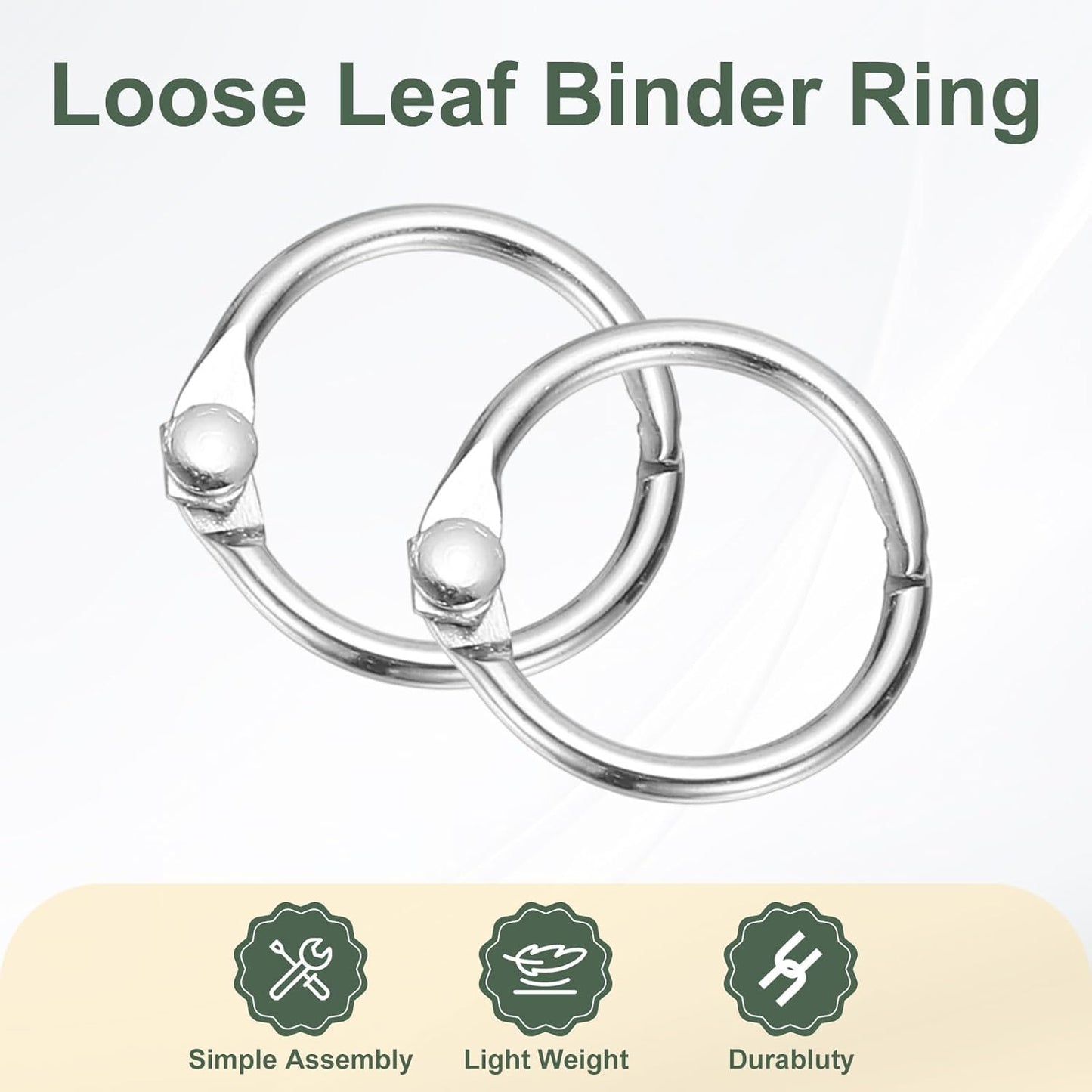 PATIKIL 0.6" x 0.8" Loose Leaf Binder Rings, 30 Pcs Metal Book Rings Nickel Keychain Ring for Paper Index Cards Flash Card Notebook Rings Office Home Book Binder, Silver Tone