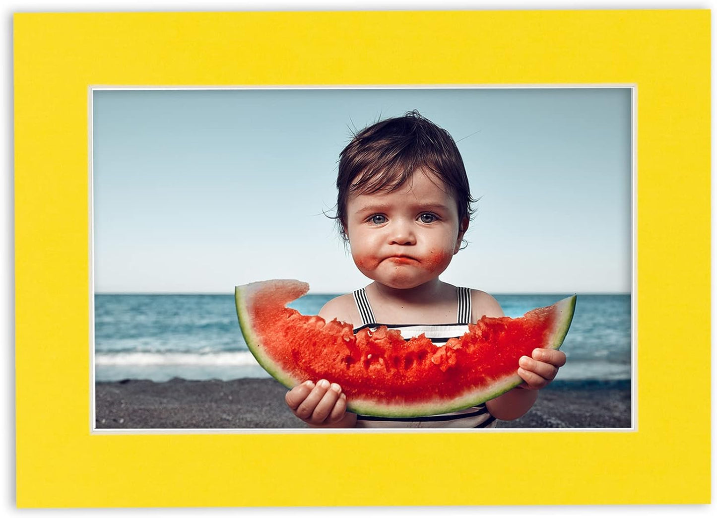 5x7 Mat for 8.5x11 Frame - Precut Mat Board Acid-Free Yellow 5x7 Photo Matte Made to Fit a 8.5x11 Picture Frame, Premium Matboard for Family Photos, Show Kits, Art, Picture Framing, Pack of 10 Mats