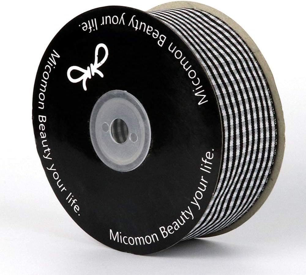 1.5 Inch Black and White Woven Edge Gingham Ribbon 25 Yards Each Roll 100% Polyester (1-1/2", Black)