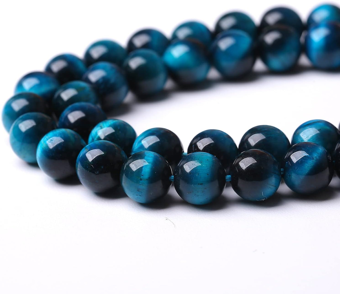 180PCS 4mm Blue Tiger Eye Gemstone Loose Beads Natural Round Loose Stone Beads for Jewelry Making DIY Bracelet Necklace Earrings 2 Strand 32"