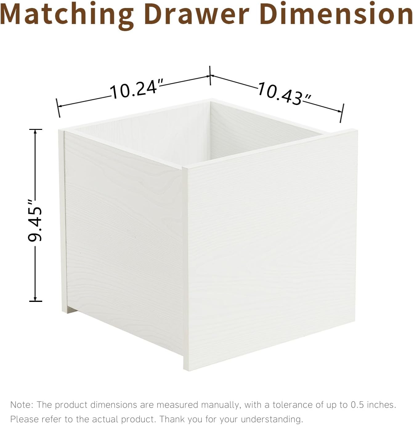 Wood Storage Organizer Drawer, 2 PCS 11x 11x 10Inch Wooden Bins Box for Home Books Clothes Toy Modular Open Cubby Storage System - Office Bookcase Closet Shelves,Embossed White