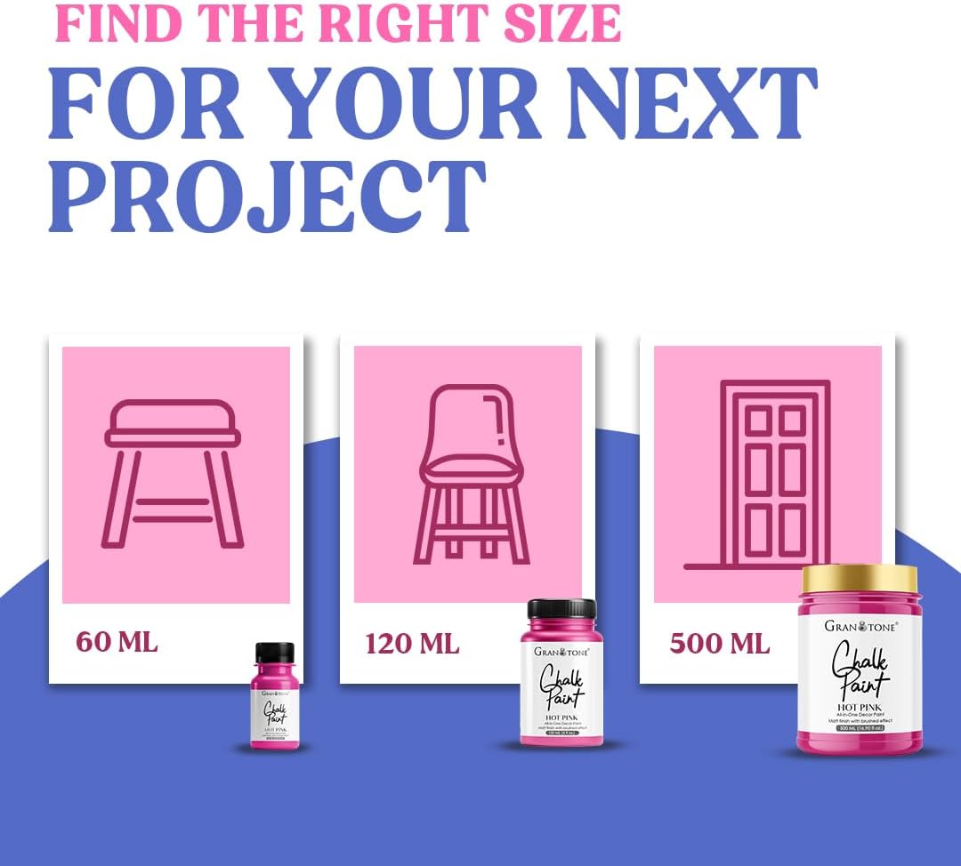 GRANOTONE Chalk Paint for Furniture, Matt-Finish Water-Based Acrylic Paint for Wood, Walls, Metal, Glass, Paper, Fabric Canvas, Maximum Coverage Chalk Paint for Kids & Adults, 250 Ml (VERVE VIOLET)