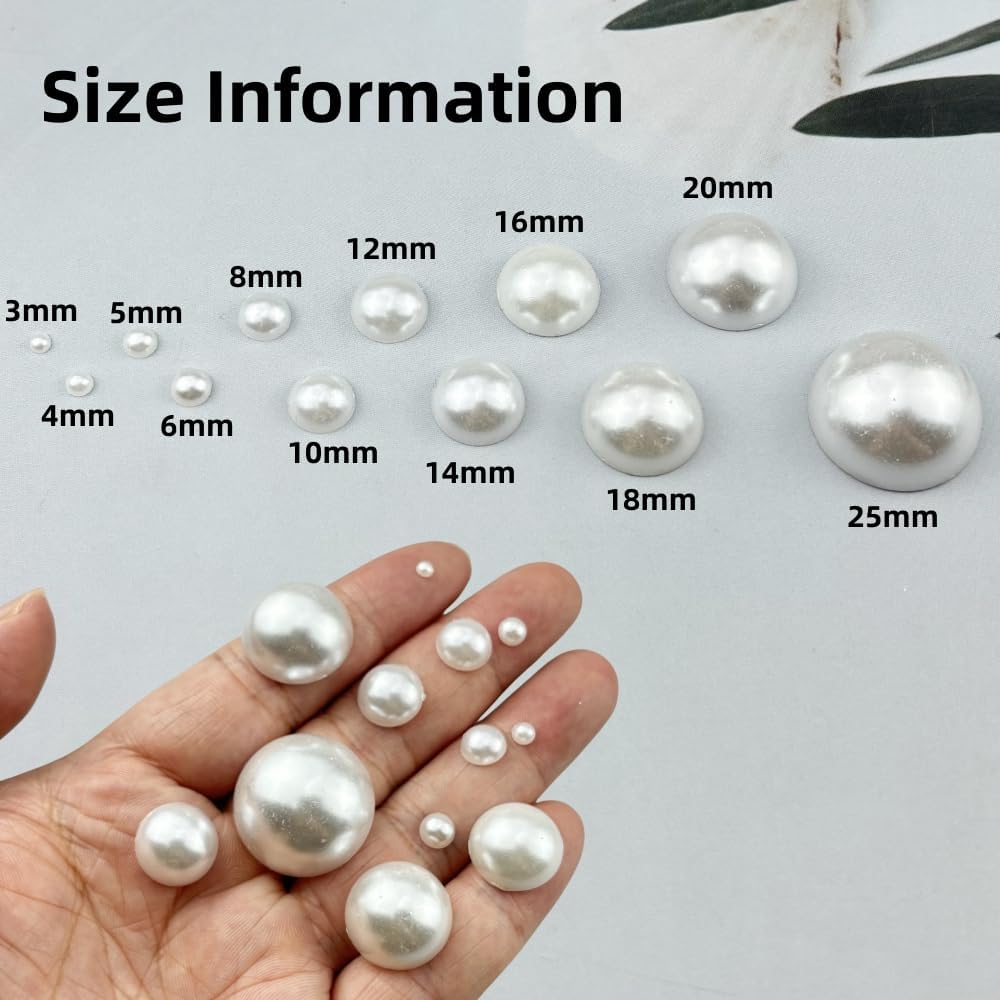 80pcs 20mm Half Pearls for Crafts Flatback Half Round Pearl Beads for Jewelry Making Nail Art Scrapbook Craft Wedding Dress Decoration(White)