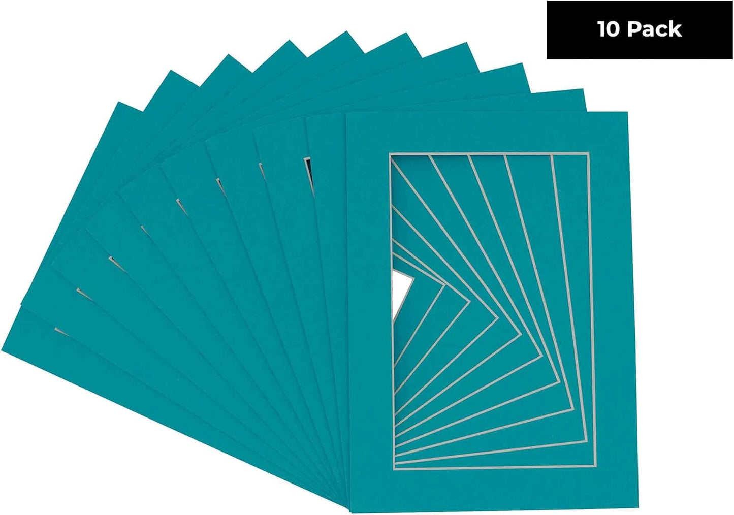 5x7 Mat for 8.5x11 Frame - Precut Mat Board Acid-Free Teal Blue 5x7 Photo Matte Made to Fit a 8.5x11 Picture Frame, Premium Matboard for Family Photos, Show Kits, Art, Picture Framing, Pack of 10 Mats