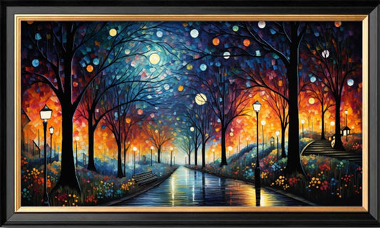 Leczany Cross Stitch Stamped Kit for Adults or Kids - Shining Park Trail | DIY Embroidery Starter Patterns Craft Kit Needlepoint for Beginner | 11CT, 3 Strands | 23.6x13 inches