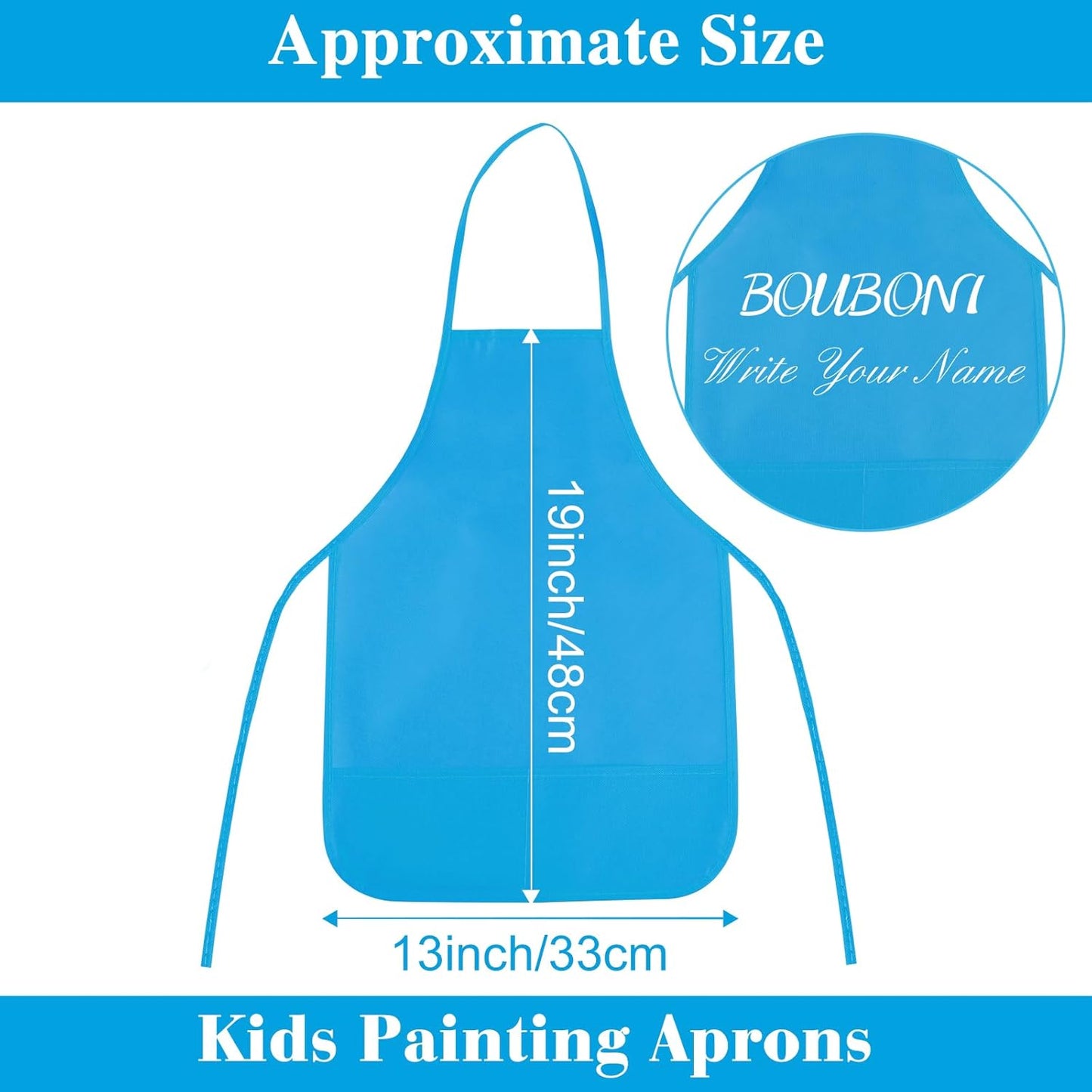 12 Pieces Light Blue Painting Aprons for Kids With 2 Roomy Pockets - Art, Painting Activity, Kitchen, Crafts