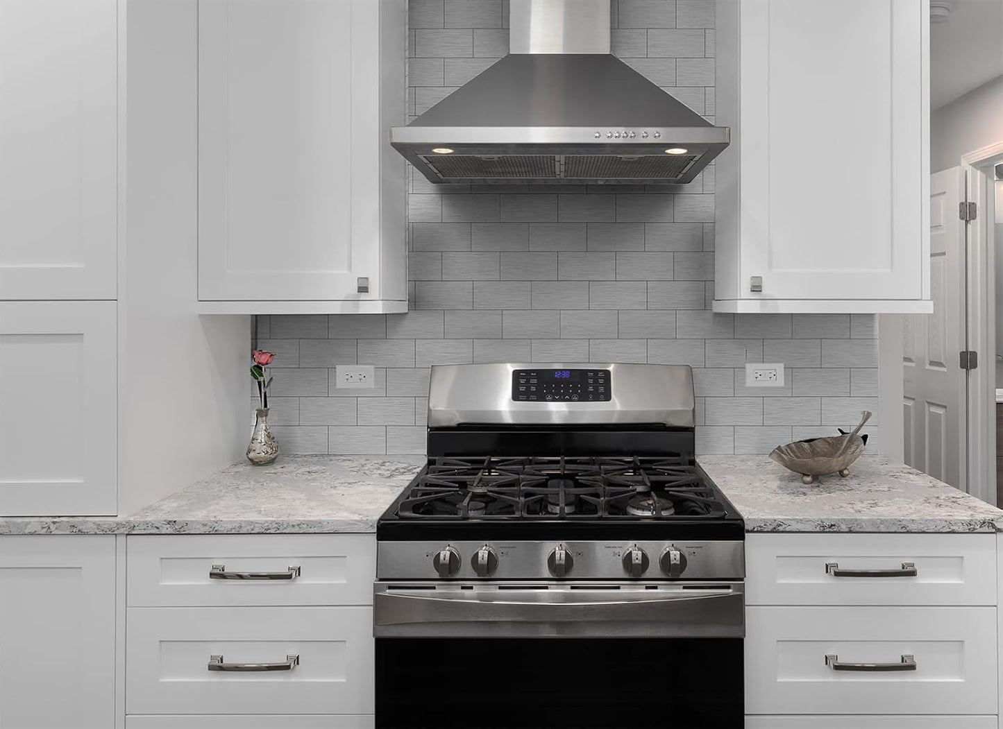 100 Pieces Peel and Stick Backsplash for Kitchen, 3" x 6" PVC Subway Tile Upgraded Brushed Stainless Backsplash Stick on Tile Elevate Kitchen, Bathroom, Fireplace,RV