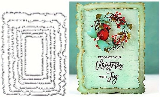 Lapoo Flowers Metal Cutting Die for Scrapbooking - Durable, Cut Stencils for DIY Scrapbook Photo Album Decorative Paper Card, Card Making Supplies, Embossing (Multiple Tear Frame 3.7 x 4.7 in)