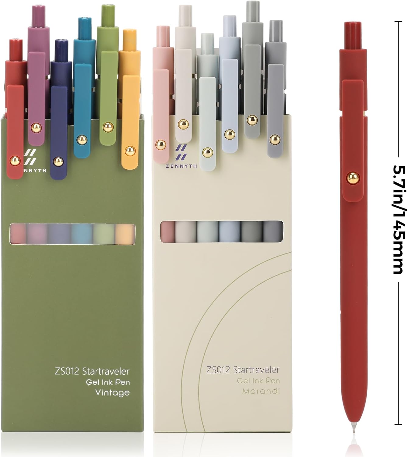 Ddaowanx Gel Pens, 12 Pcs 0.5mm Quick Dry Black Ink Pens Fine Point Smooth Writing Pens, Cute Office School Supplies Gifts for Women (12 Pcs Vintage+Morandi-Black Ink)