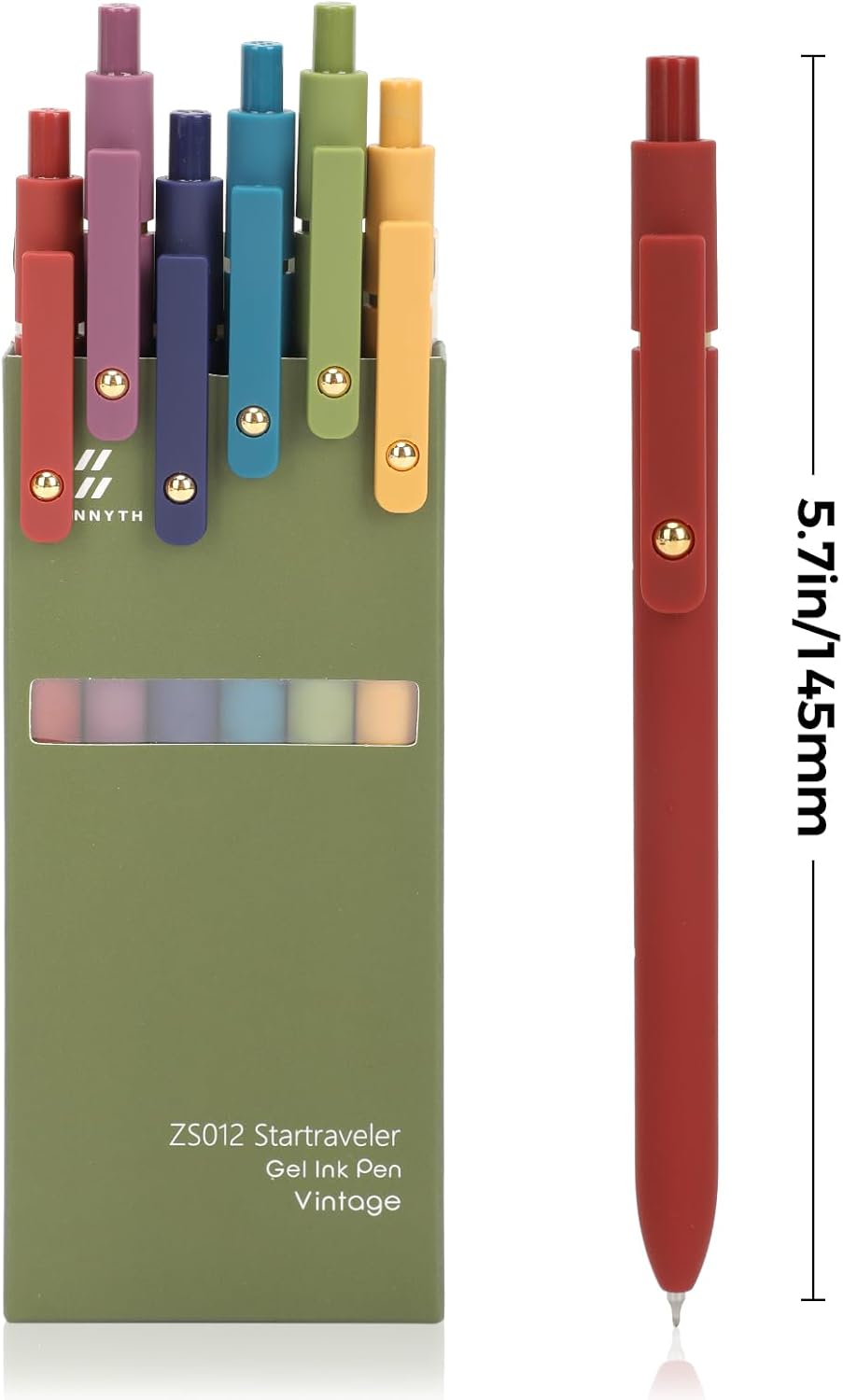 Ddaowanx Gel Pens, 6 Pcs 0.5mm Quick Dry Black Ink Pens Fine Point Smooth Writing Pens, Office Desk Accessories for Women(6 Pcs Vintage-Black Ink)