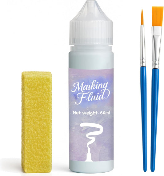 60ml Blue Masking Fluid for Watercolor Painting,Quick-Drying and Easy to Tear,No Residue,Suitable for Watercolor Painting to Prevent Accidental Staining,and Liquid Masking for Art Projects