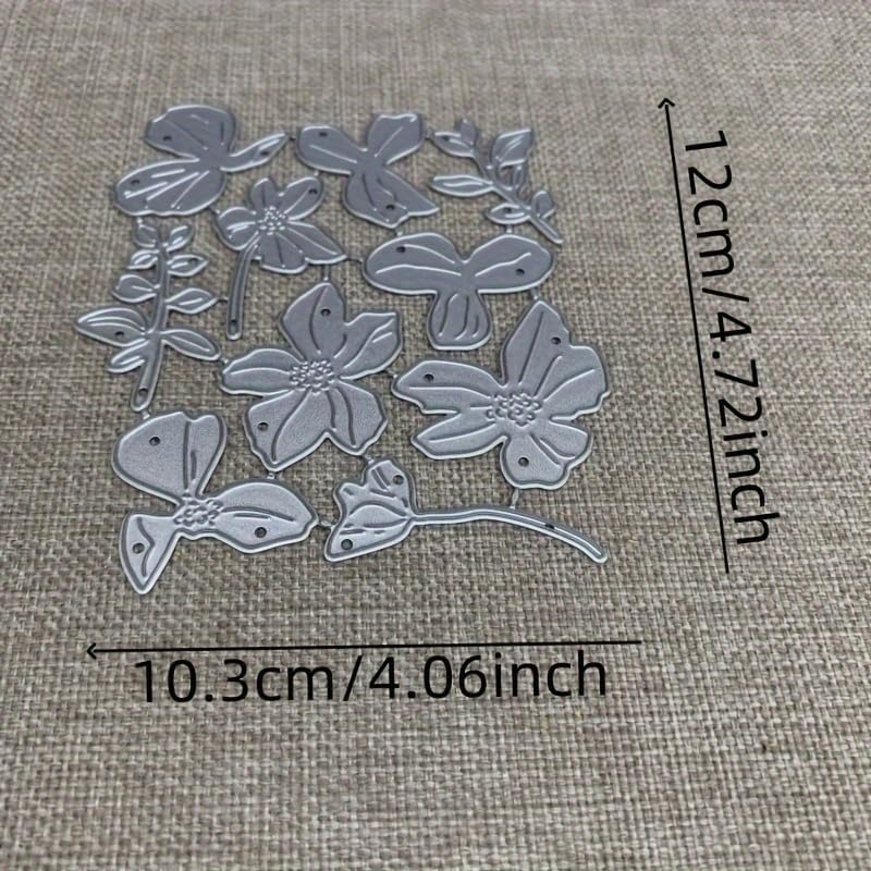 Lapoo Metal Cutting Die for Scrapbooking, 3D Backgrounds Frame New Cutting Dies DIY Album Card Making Decor Paper Craft Metal Die Cuts Party Wedding Decorations (Flower Branches 4.7 x 4.1 in)