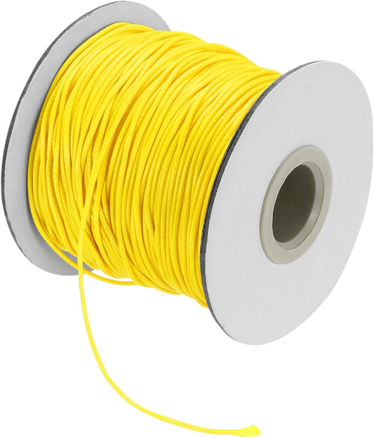 MECCANIXITY Waxed Cord 1mm Waxed Thread 87 Yard Wax String Leather Cord for Bracelet Making, Necklaces, Beading, Jewelry Making and DIY Crafts(Golden Yellow)
