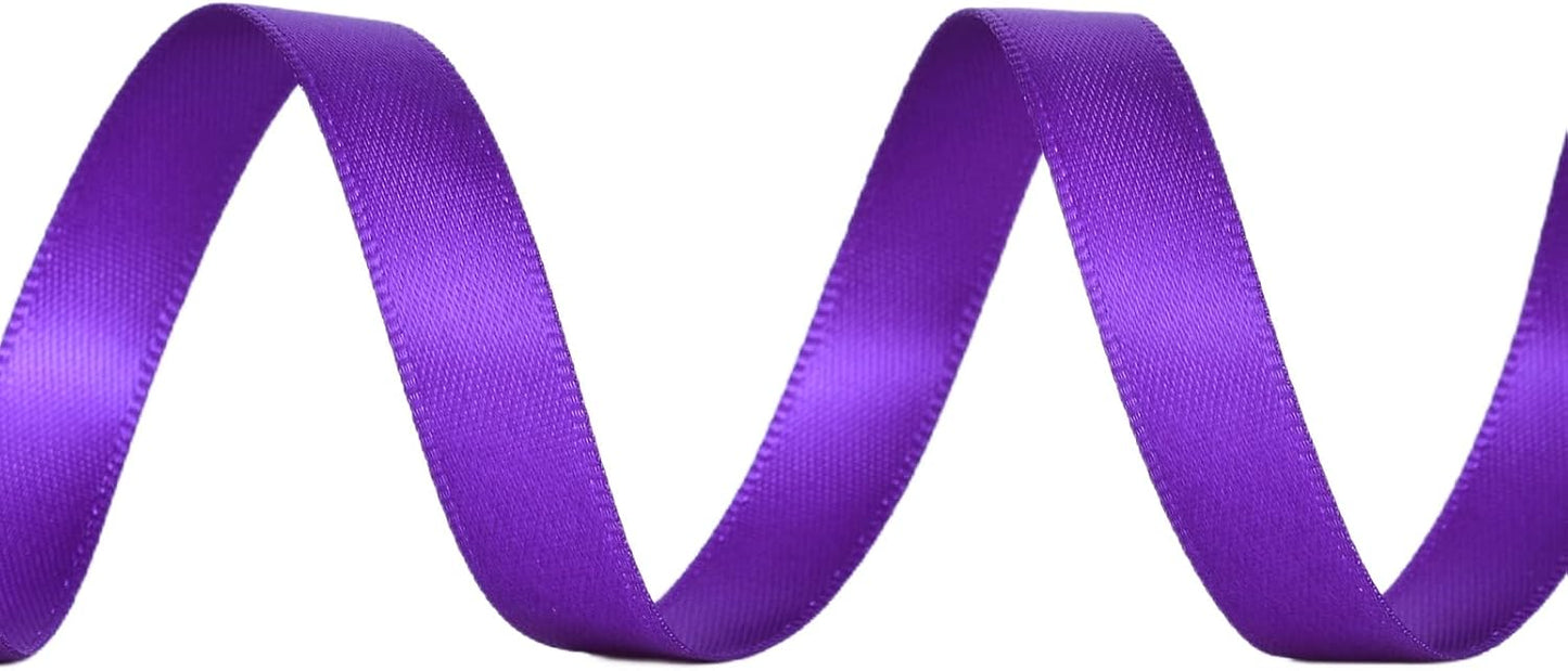 YAMA Purple Double Faced Satin Ribbon 3/8 Inch 25 Yards Purple Fabric Ribbons for Gift Wrapping Crafts Hair Bows Wedding Party Decoration