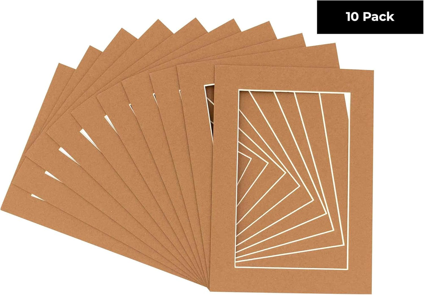 11x14 Mat for 8.5x11 Photo - Precut Aged Oak Brown Picture Matboard for Frames Measuring 11 x 14 Inches - Bevel Cut Matte to Display Art Measuring 8.5 x 11 Inches - Acid Free Pack of TEN MATS
