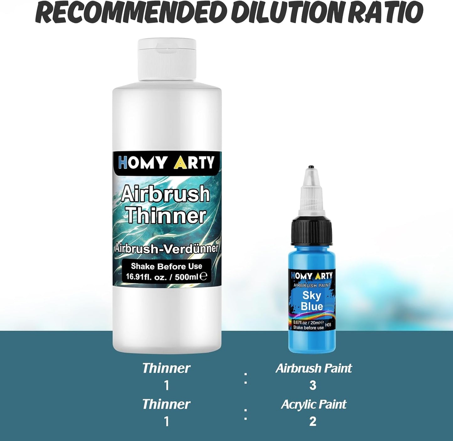 HOMY ARTY Airbrush Thinner - 16.9 Fl Oz, Water-Based Acrylic Paint Thinner, to Improve Color Flow for Shoes, Clothes, Metal and Plastic Models