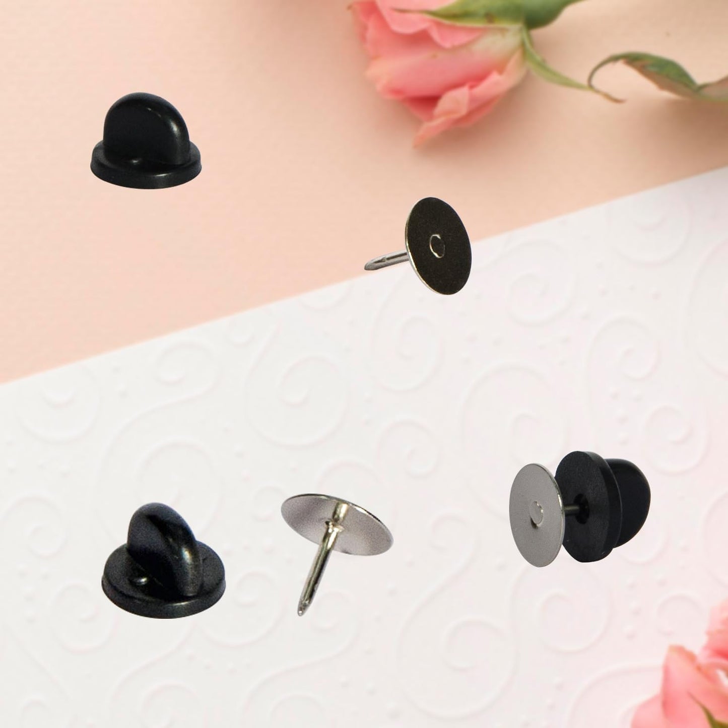 60 Pairs Rubber Pin Backs, 9mm×10mm Butterfly Clutch Backings, Craft Making Blank Pins Holder & Tie Tacks Keepers for Lapel Enamel Pins (60)