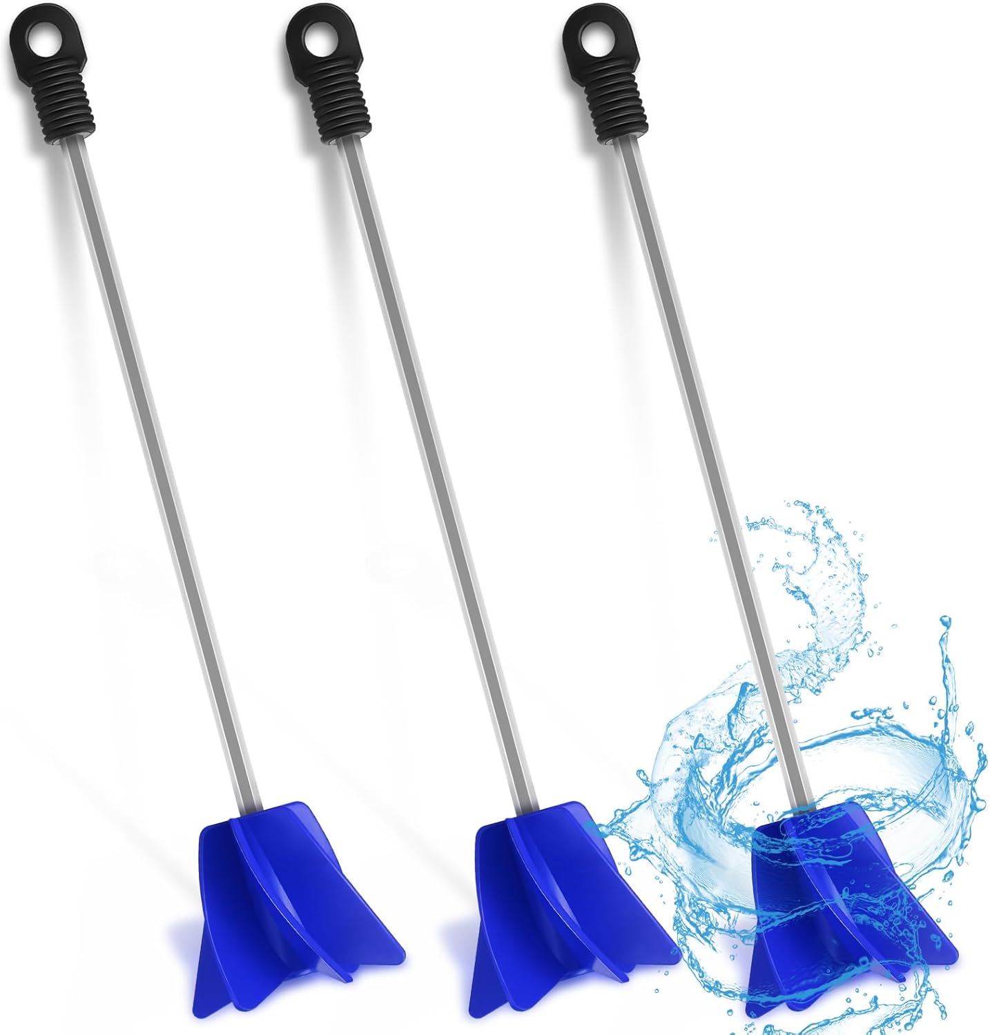 Loosh 3 Pcs 11 Inch Paint Stirrer for Drill, Paint Mixer Attachment, Helix Epoxy Mixer for Concrete Resin Silicone Stirrer Paddle Works with Most Drills (Blue)
