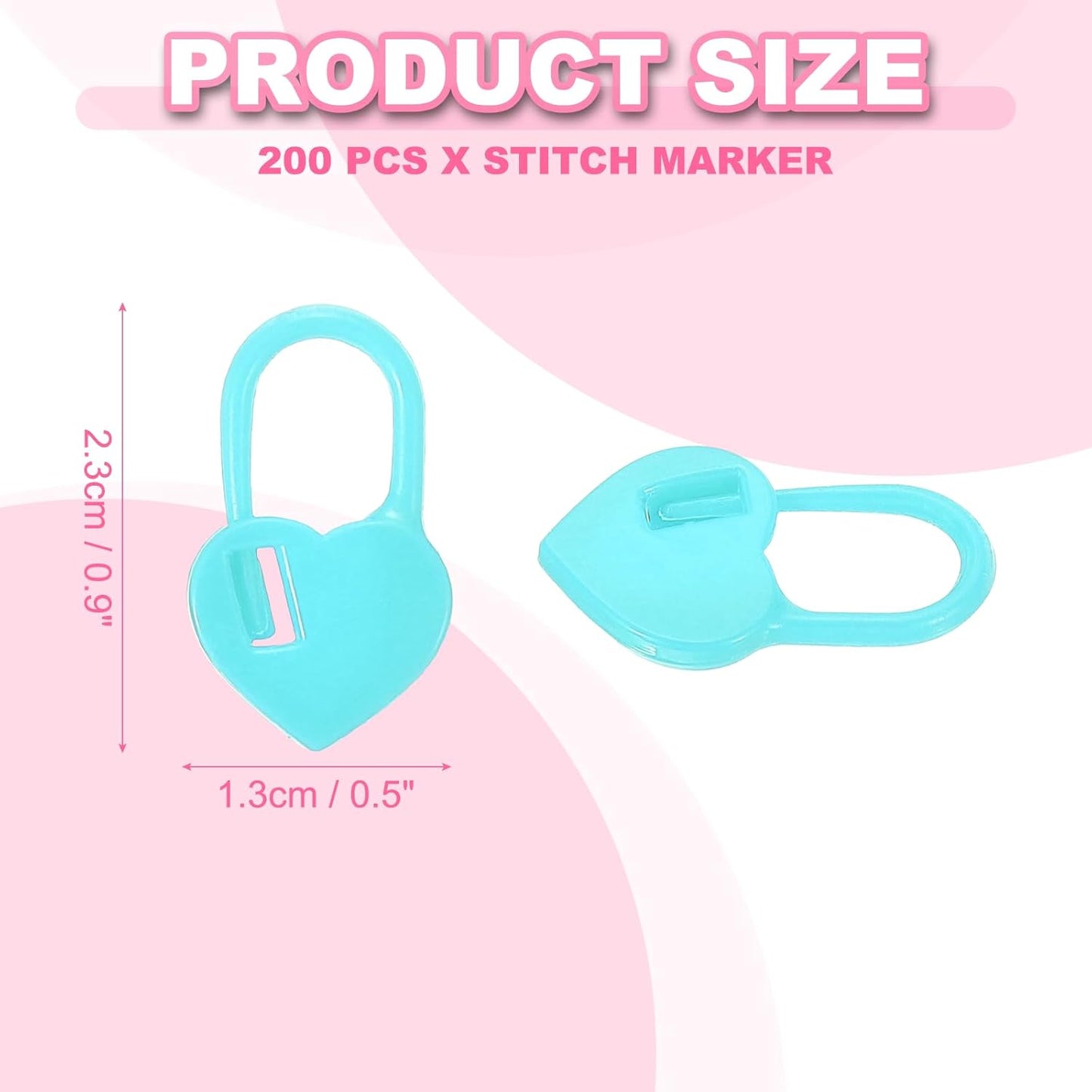 uxcell 200pcs Stitch Markers for Crocheting, Heart Shaped Crochet Marker Needle Clip Counter for Knitting Clothing Tag DIY Craft,Light Blue