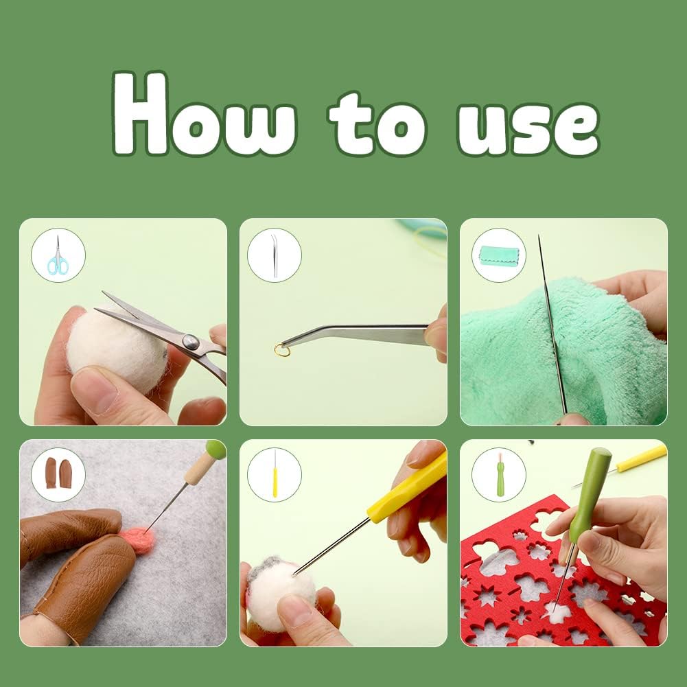 IMZAY Needle Felting Kit, Wool Roving 50 Colors Set with Exquisite Green Storage Bag, Needle Felting Starter Kit, Needle Felting Tools Kit, Wool Felt Tools for Felted Animal Needle Felting Supplies