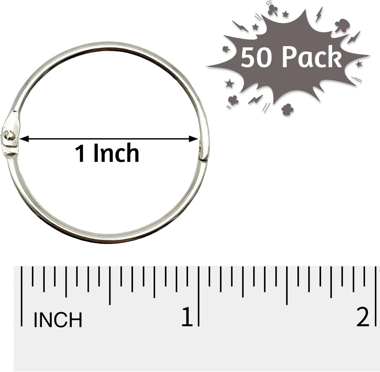 OWLKELA Binder Rings 1 Inch (50 Pack), Loose Leaf Binder Ring, Metal Book Rings, Rings for Flash Cards, Flash Card Rings, Index Card Rings, Clip Rings, Nickel Plated Steel Binder Rings, Key Rings