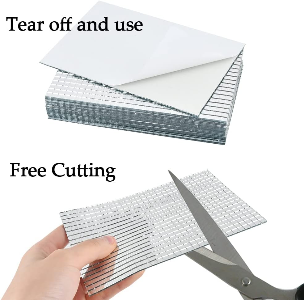 OTYMIOW 12000Pieces Self-Adhesive Mirror Tiles Disco Ball Mirror Tile Square Glass Mosaic Stickers Mini Tile for Craft DIY Glass Tiles Decorations Making (5 x 5 mm Silver)