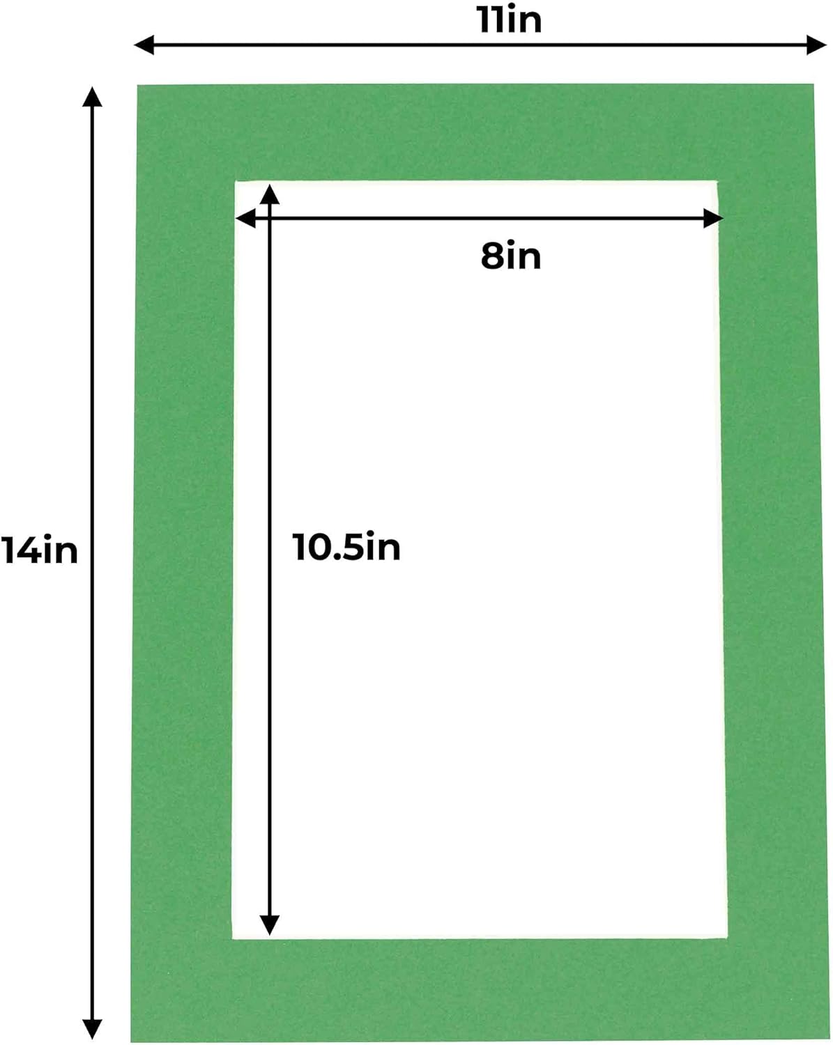 11x14 Mat for 8.5x11 Photo - Precut Bright Green Picture Matboard for Frames Measuring 11 x 14 Inches - Bevel Cut Matte to Display Art Measuring 8.5 x 11 Inches - Acid Free ONE MAT